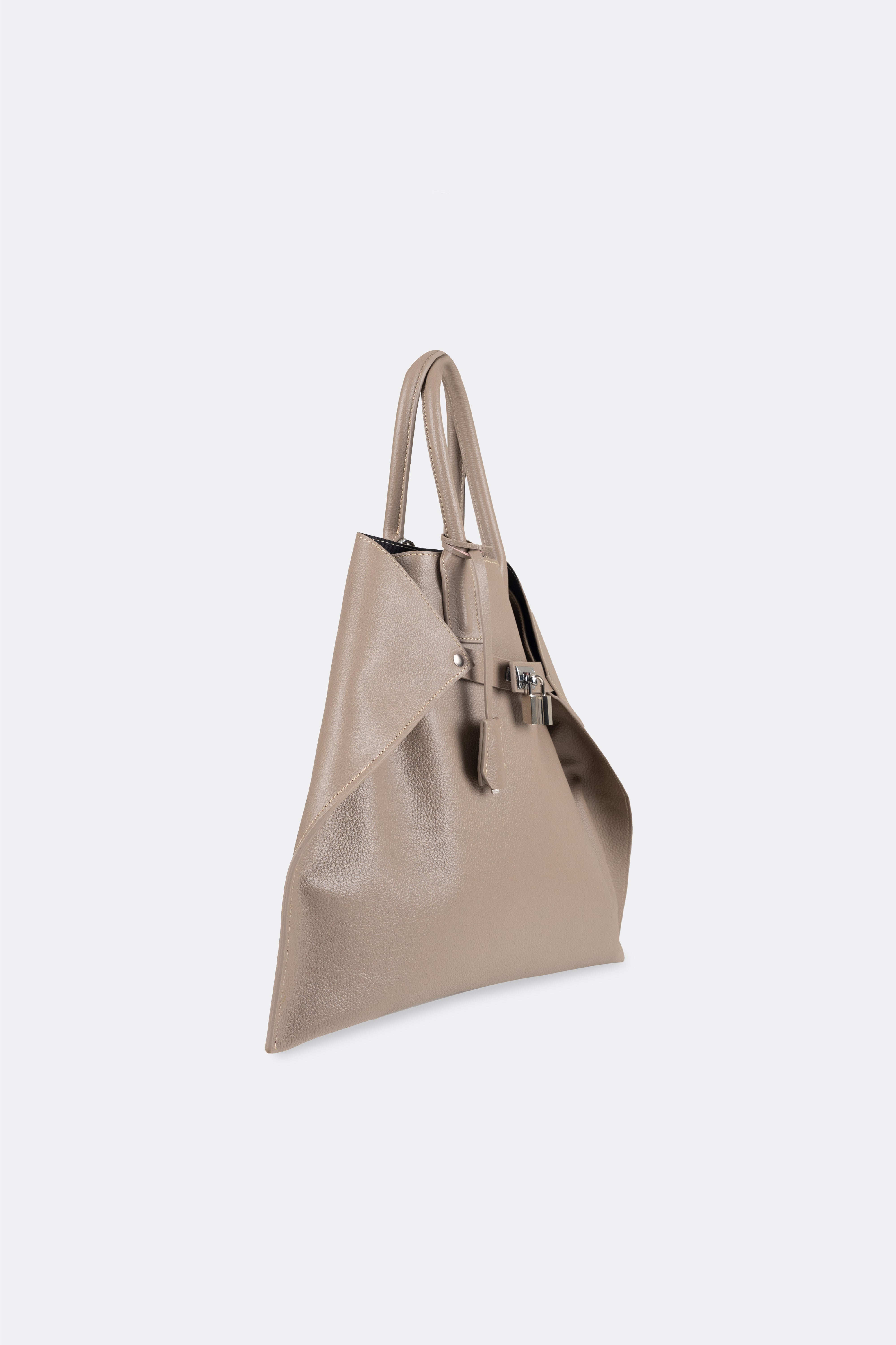 Closer Bag White Stitches Grain Taupe