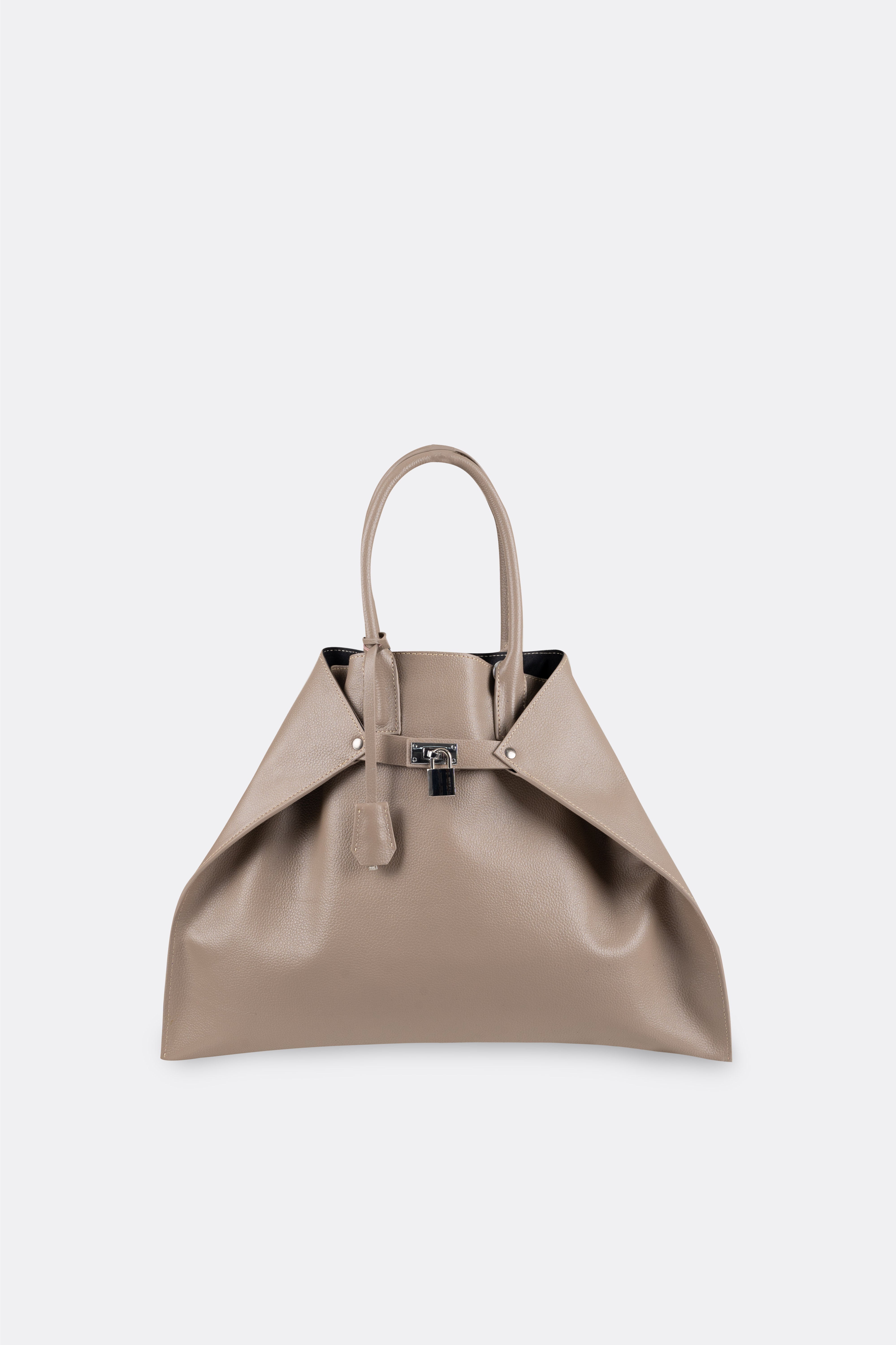 Closer Bag White Stitches Grain Taupe