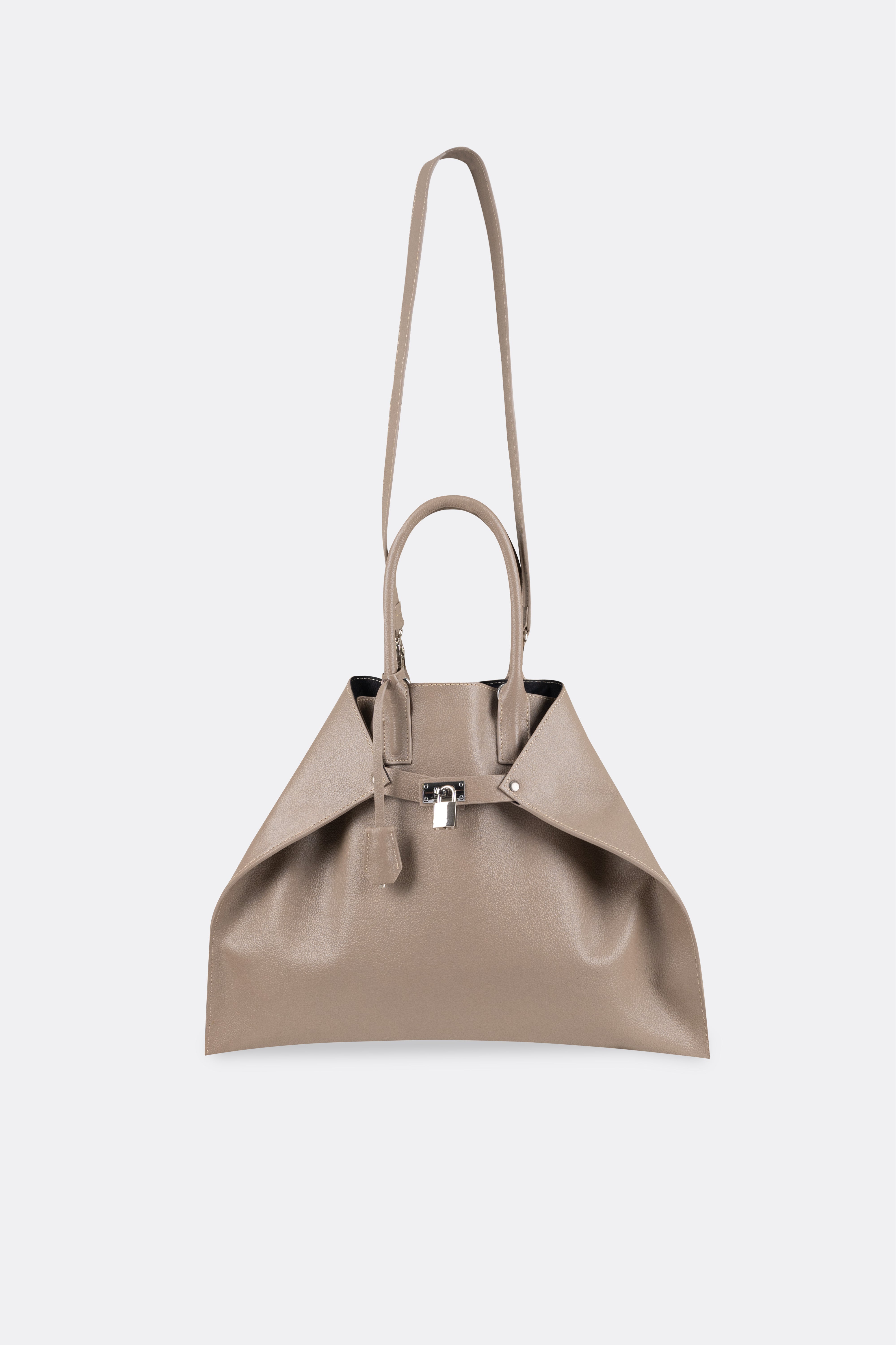 Closer Bag White Stitches Grain Taupe