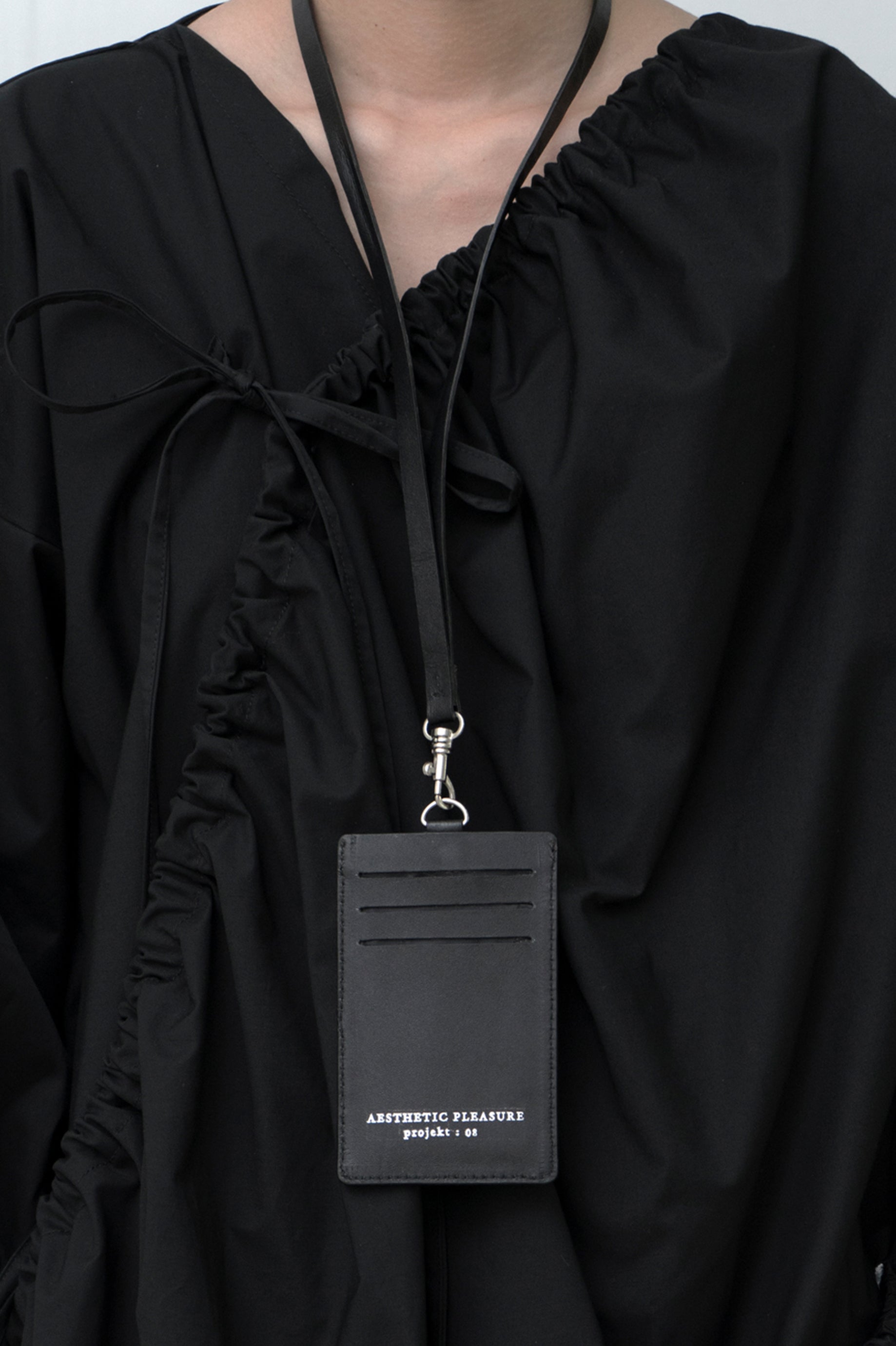 Dente Lanyard Card Holder Nappa Black