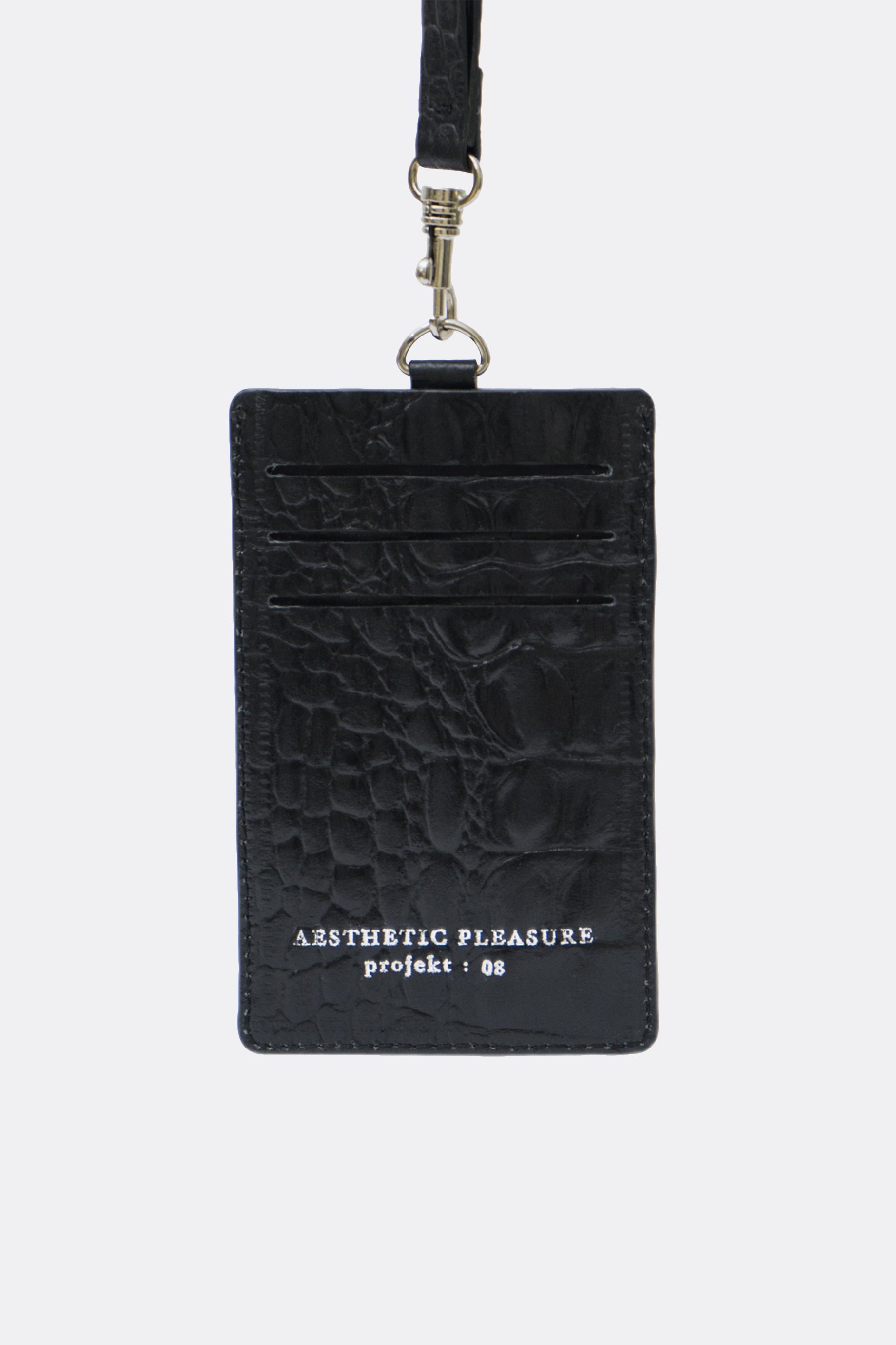 Dente Lanyard Card Holder Croc Black