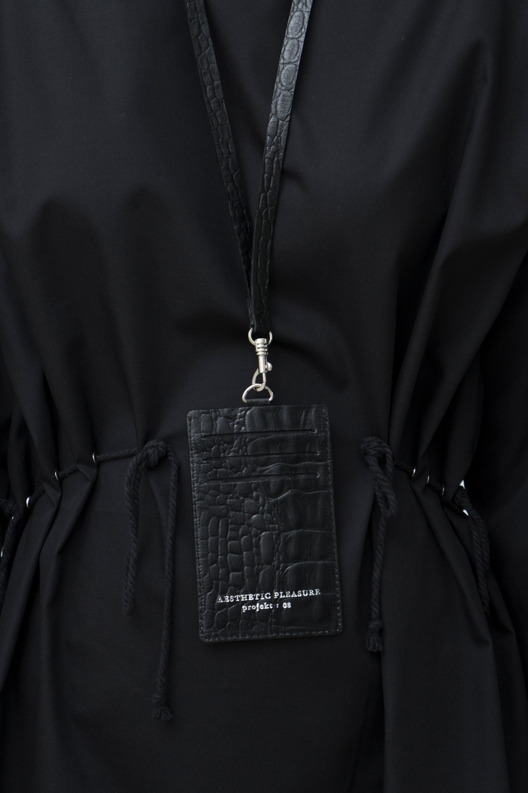 Dente Lanyard Card Holder Croc Black