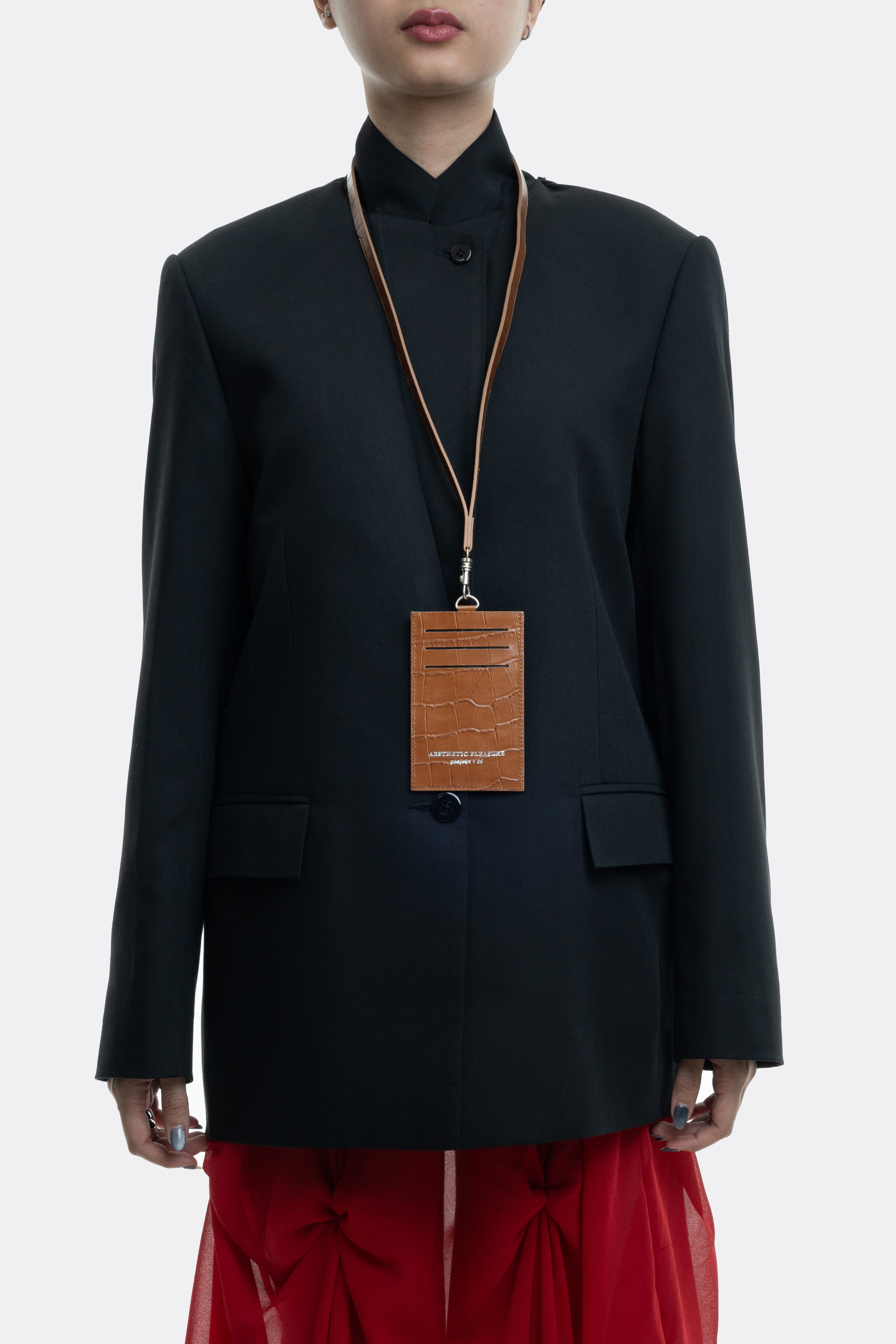 Dente Lanyard Card Holder Croc Brown