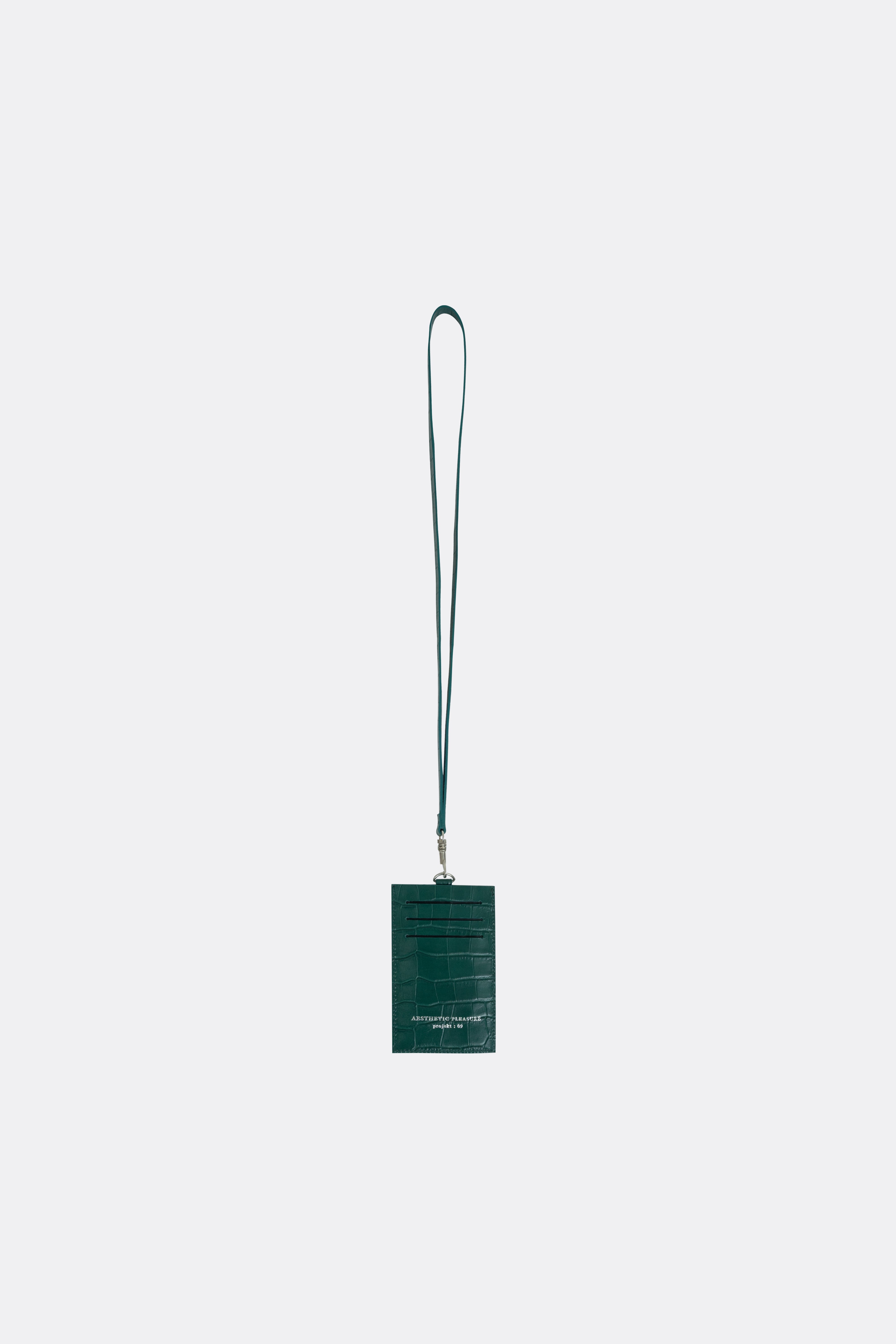 Dente Lanyard Card Holder Croc Green