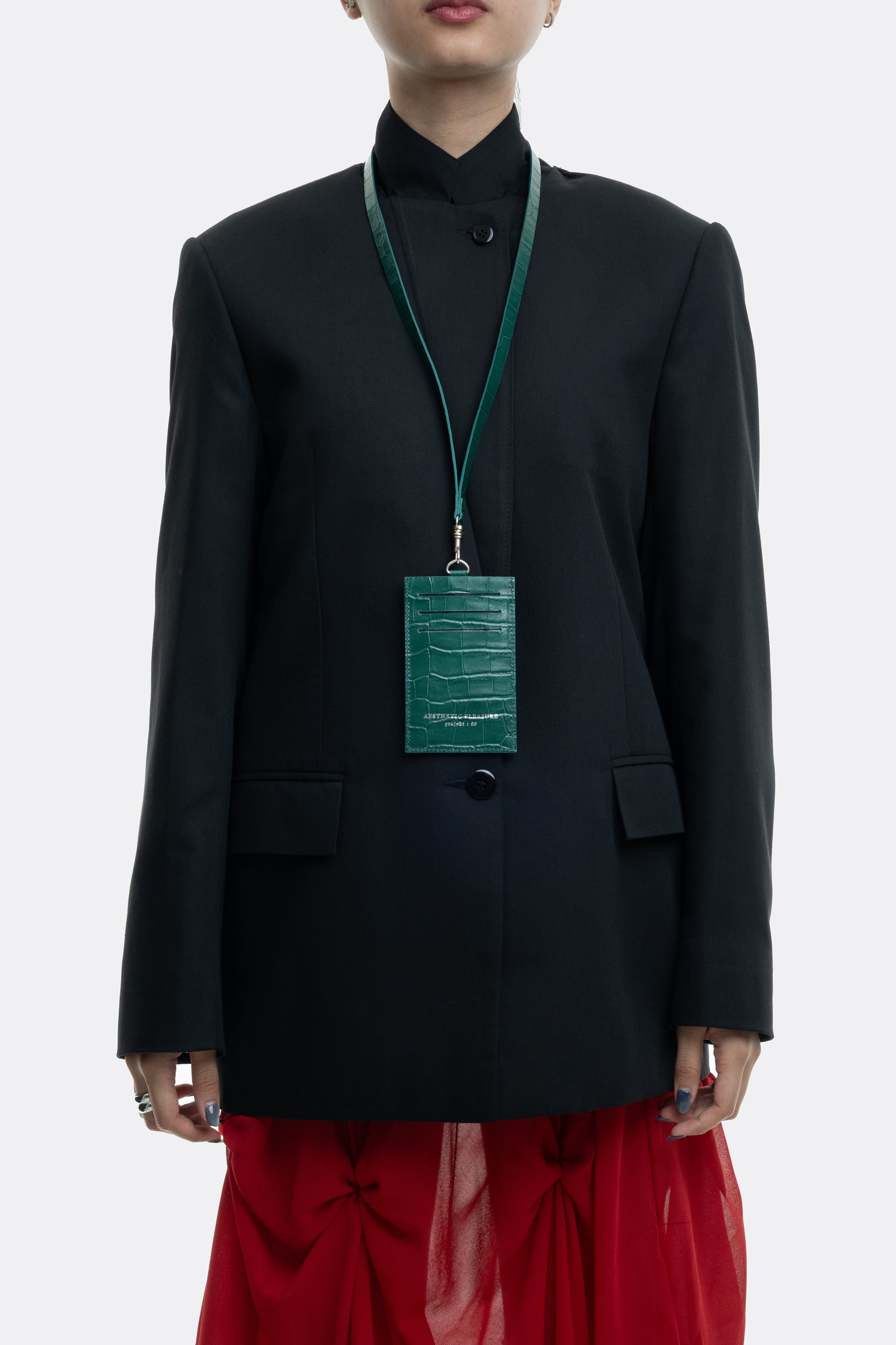 Dente Lanyard Card Holder Croc Green