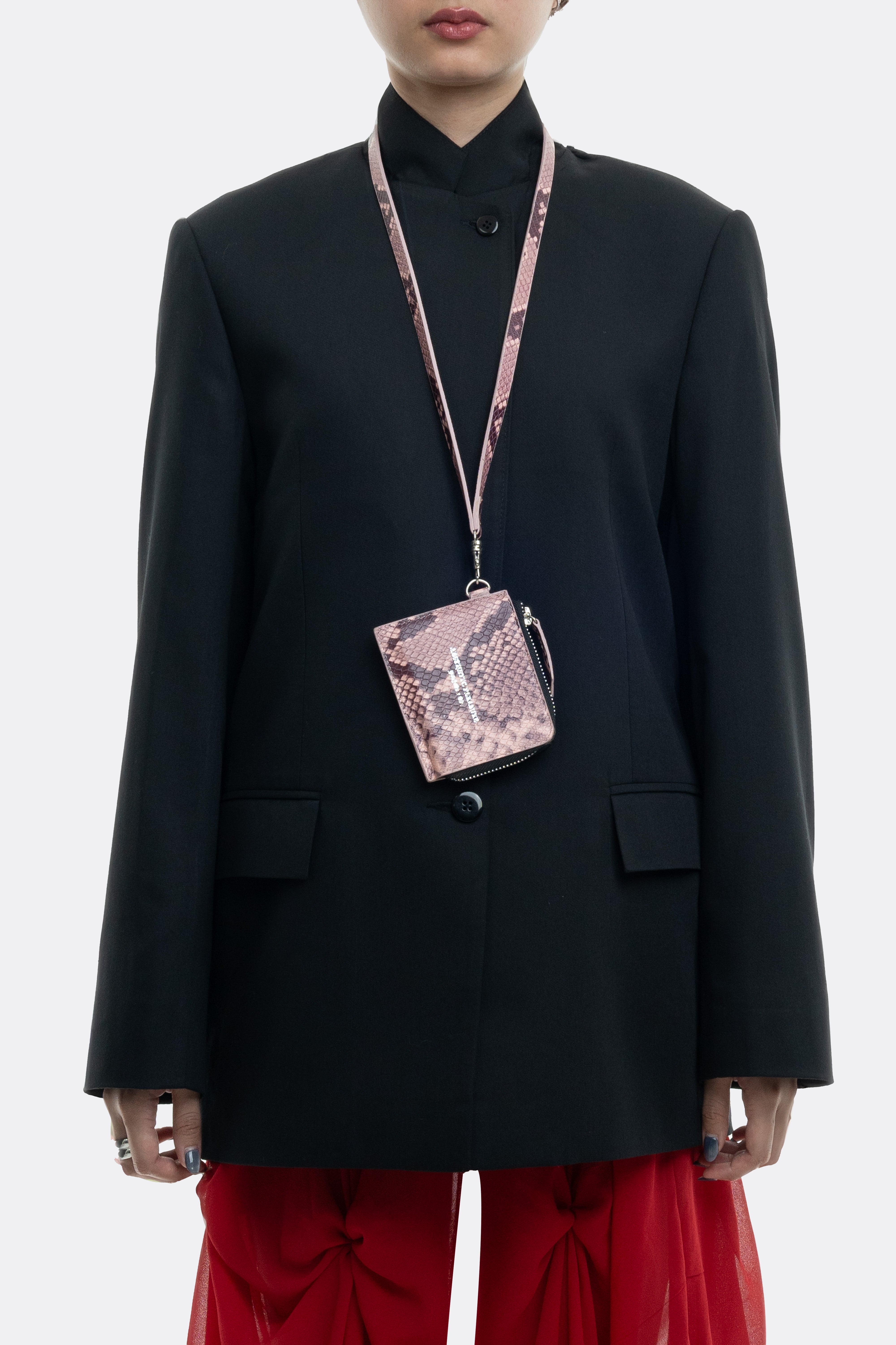 Gauss Lanyard Card Wallet Snakeskin Pink