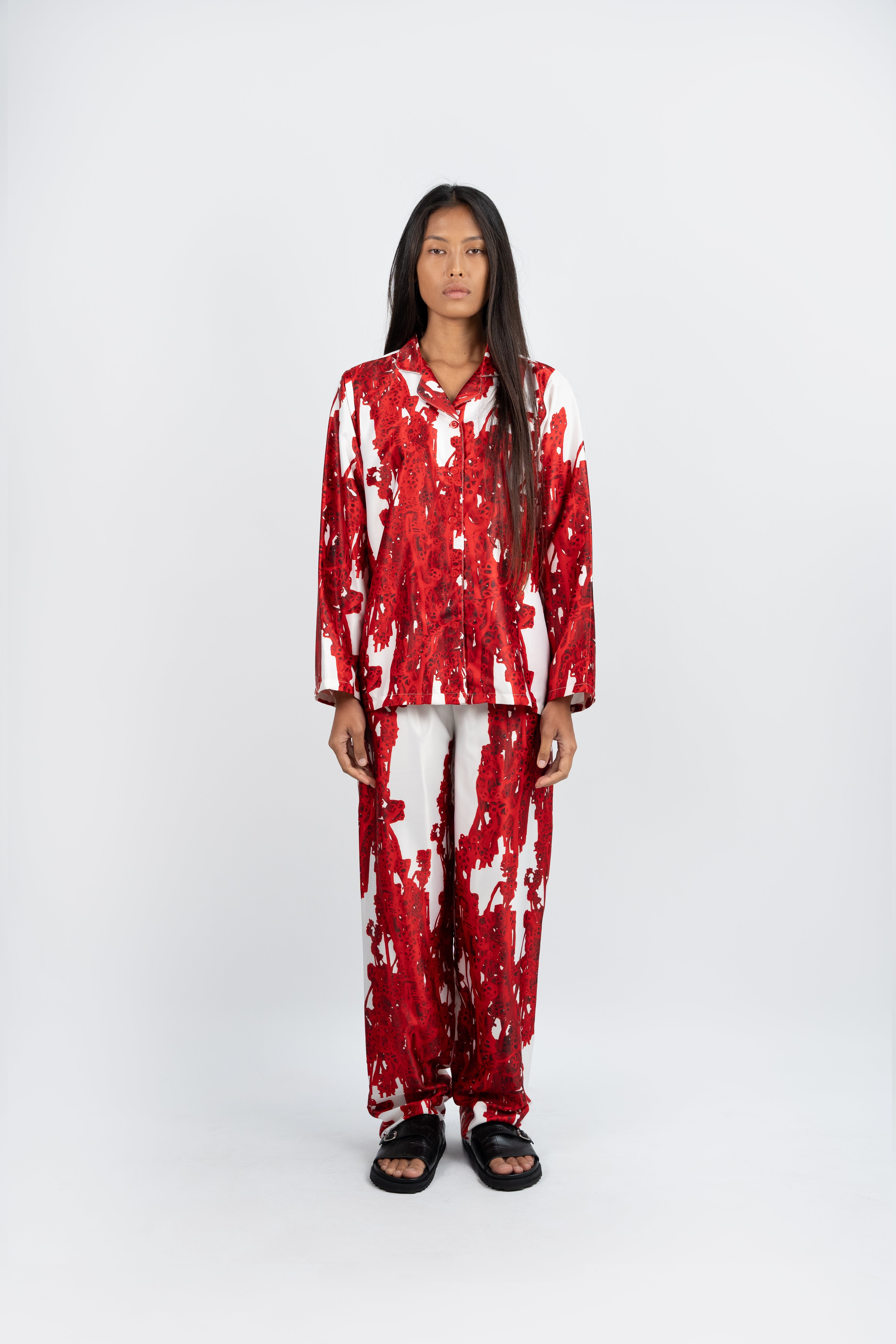 Khan Pants White Red