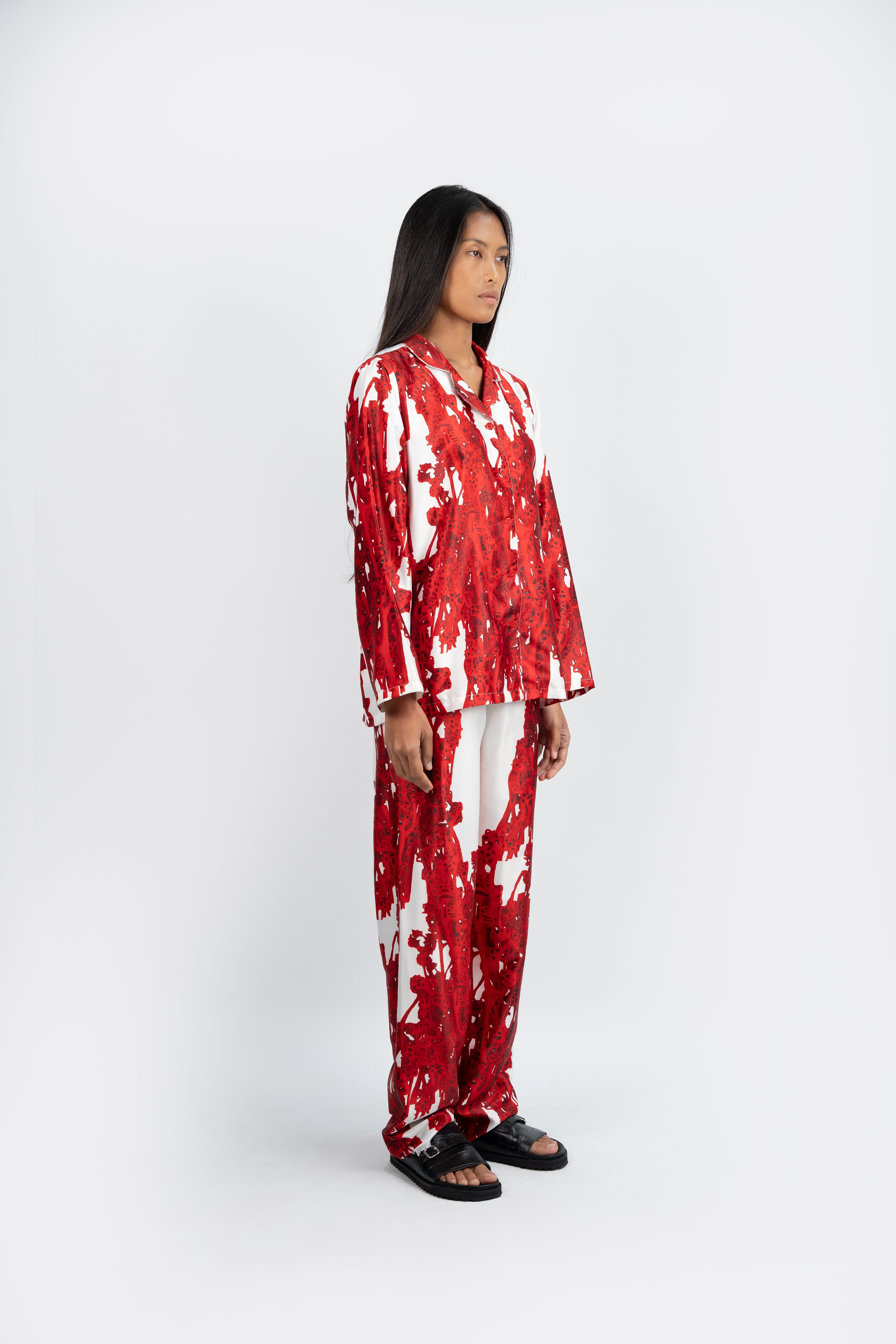 Khan Pants White Red