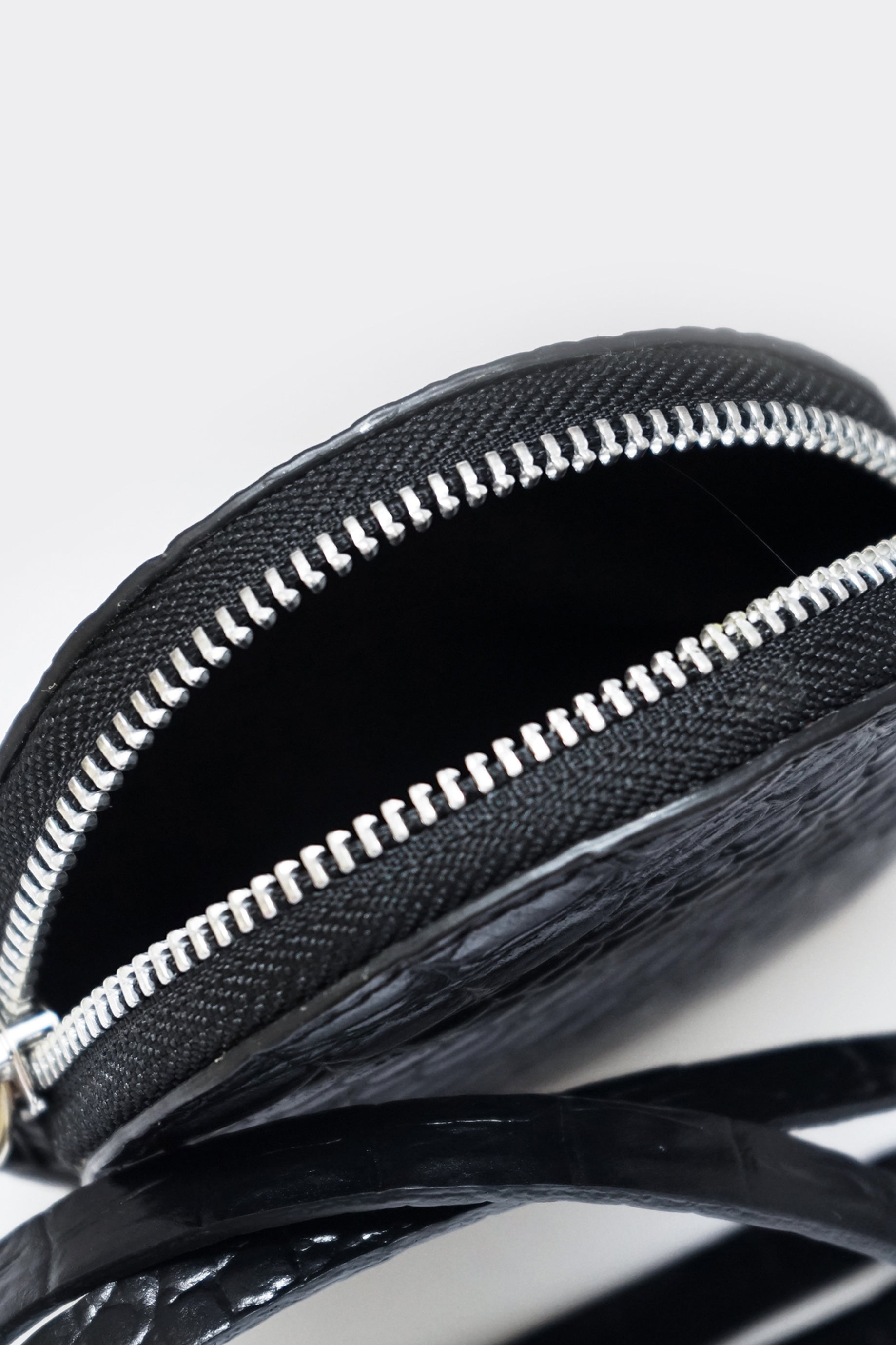 Luna Lanyard Wallet Croc Black