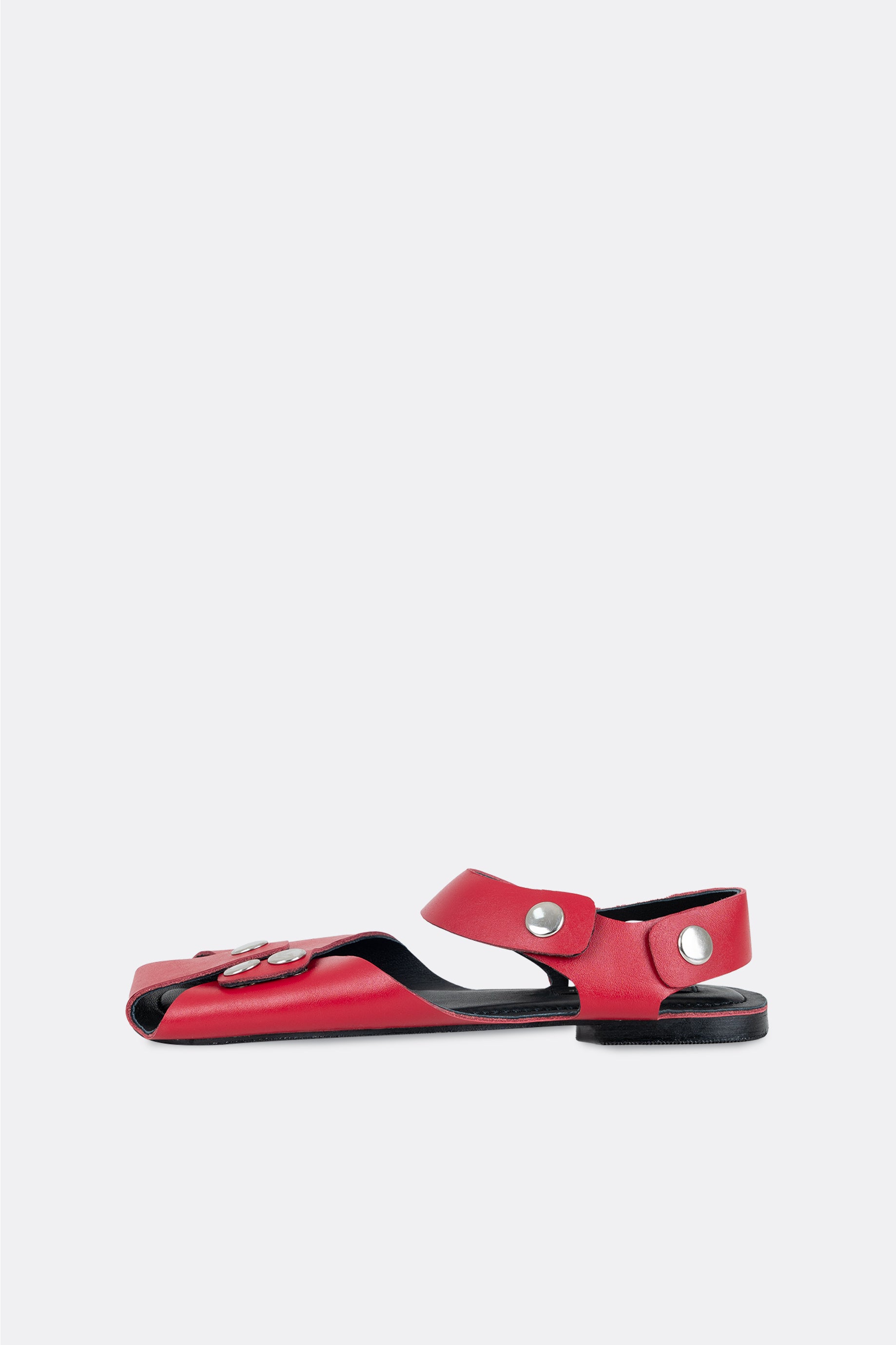 Mali Flats Red Button Silver