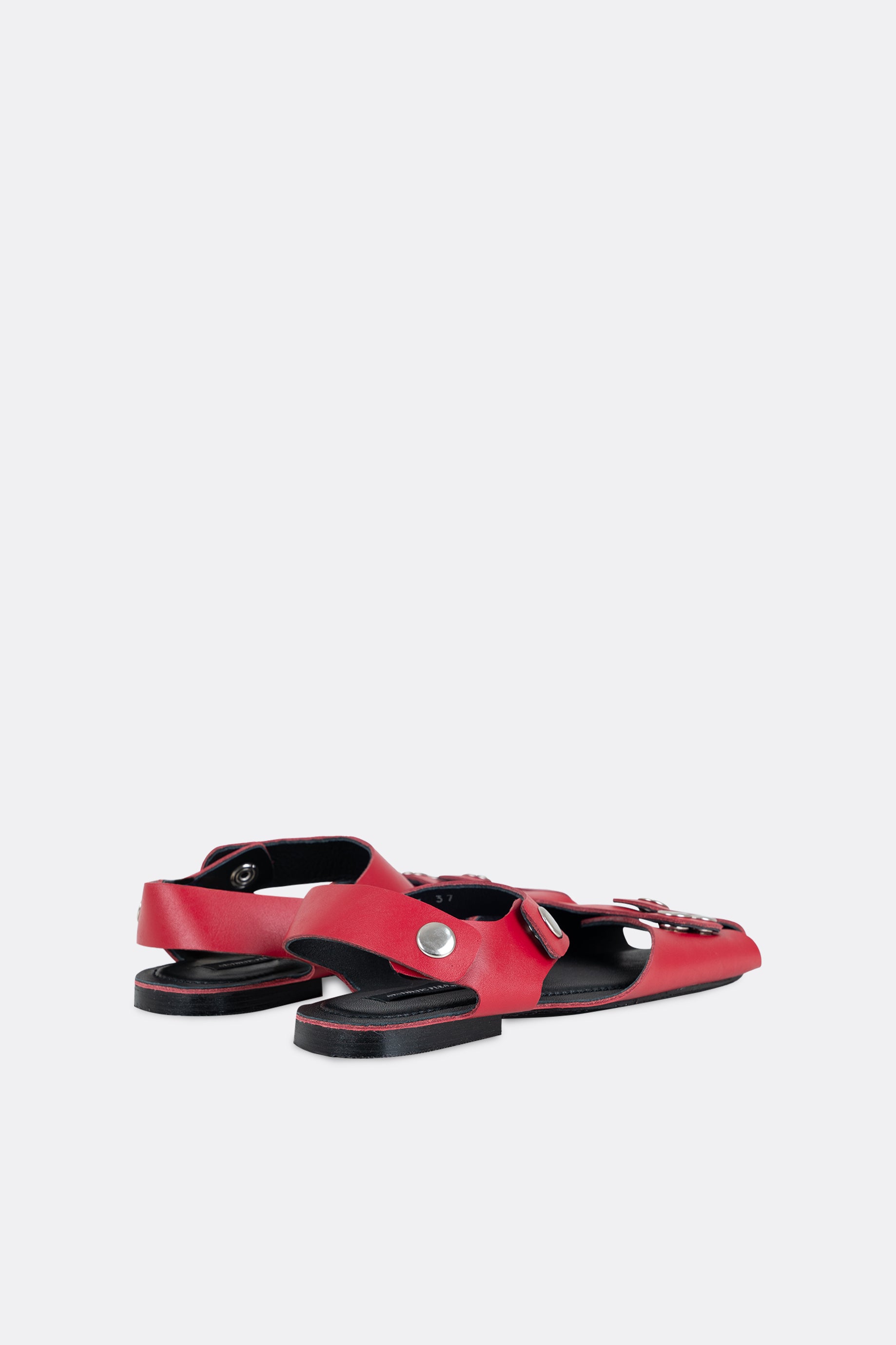 Mali Flats Red Button Silver