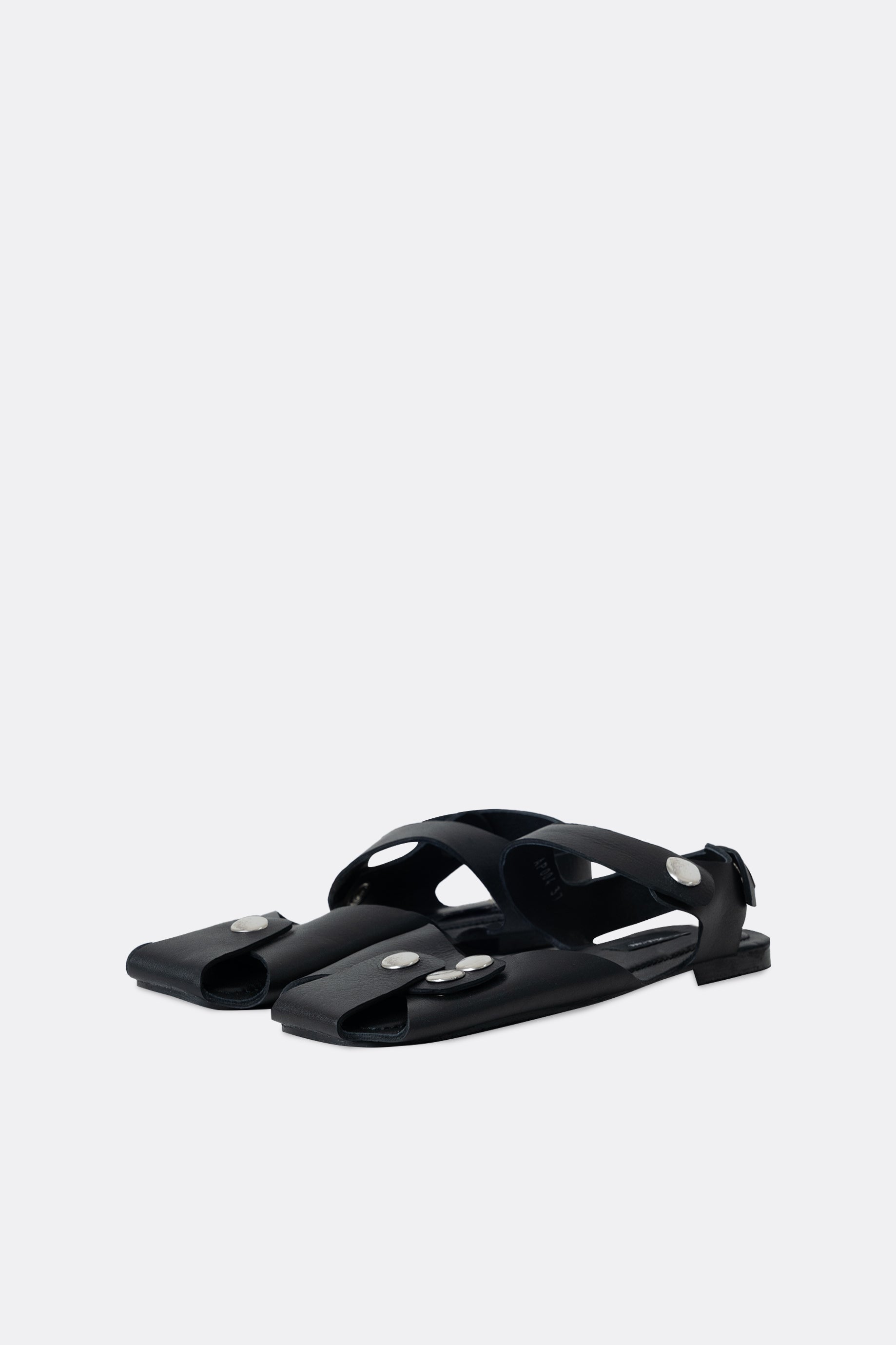 Mali Flats Black Button Silver