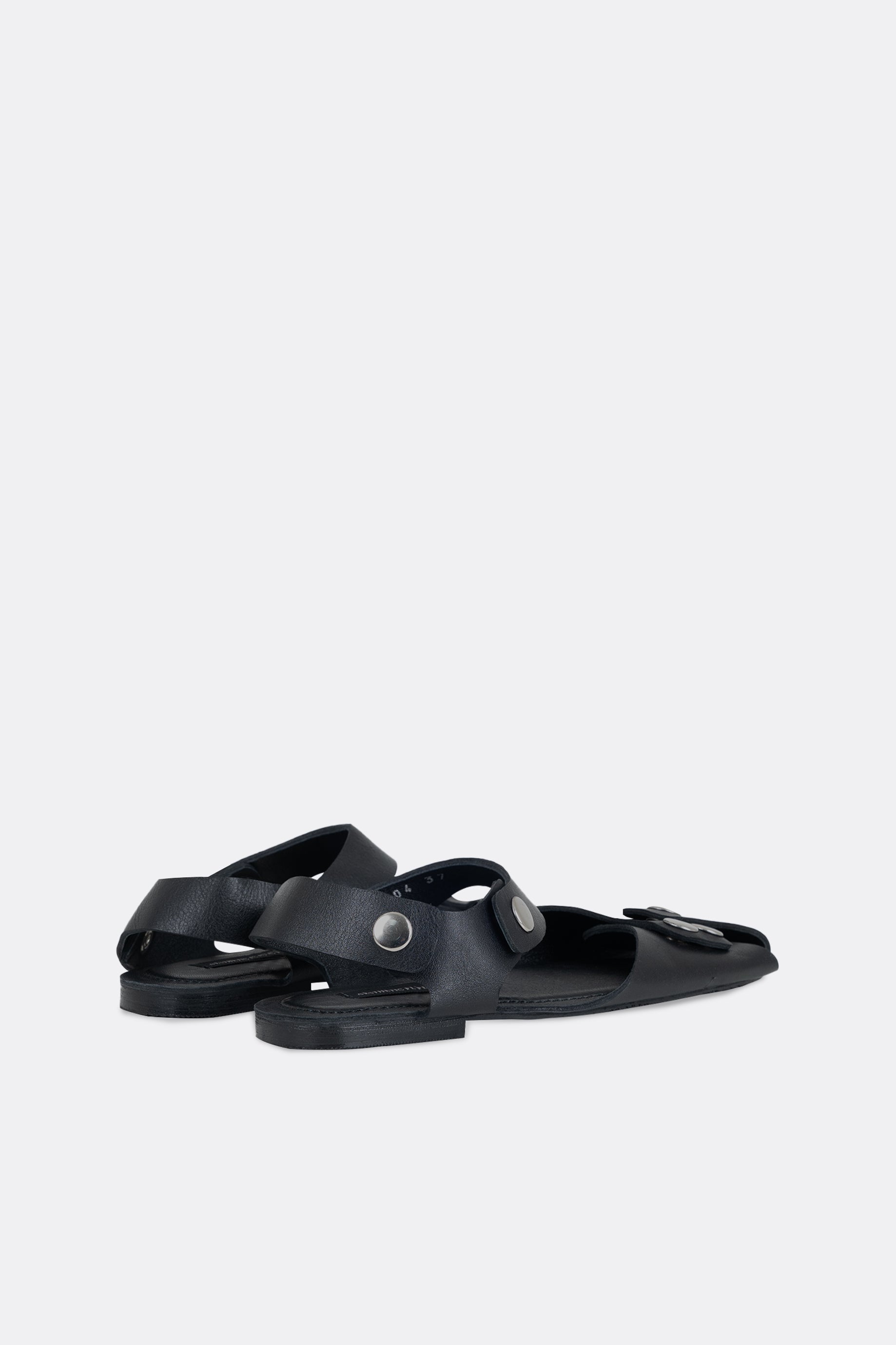 Mali Flats Black Button Silver