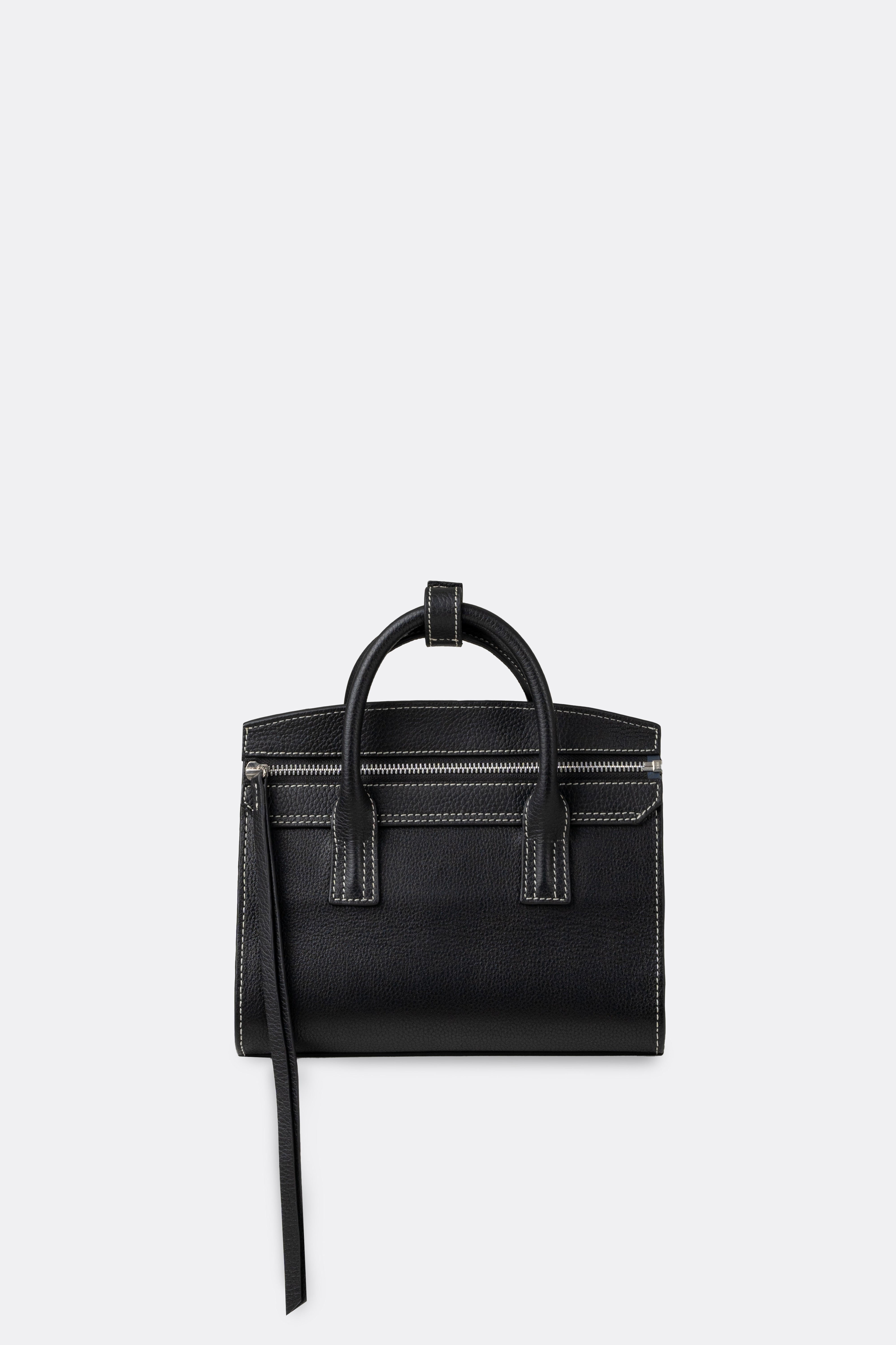 Mini Isolation Bag White Stitches Grain Black