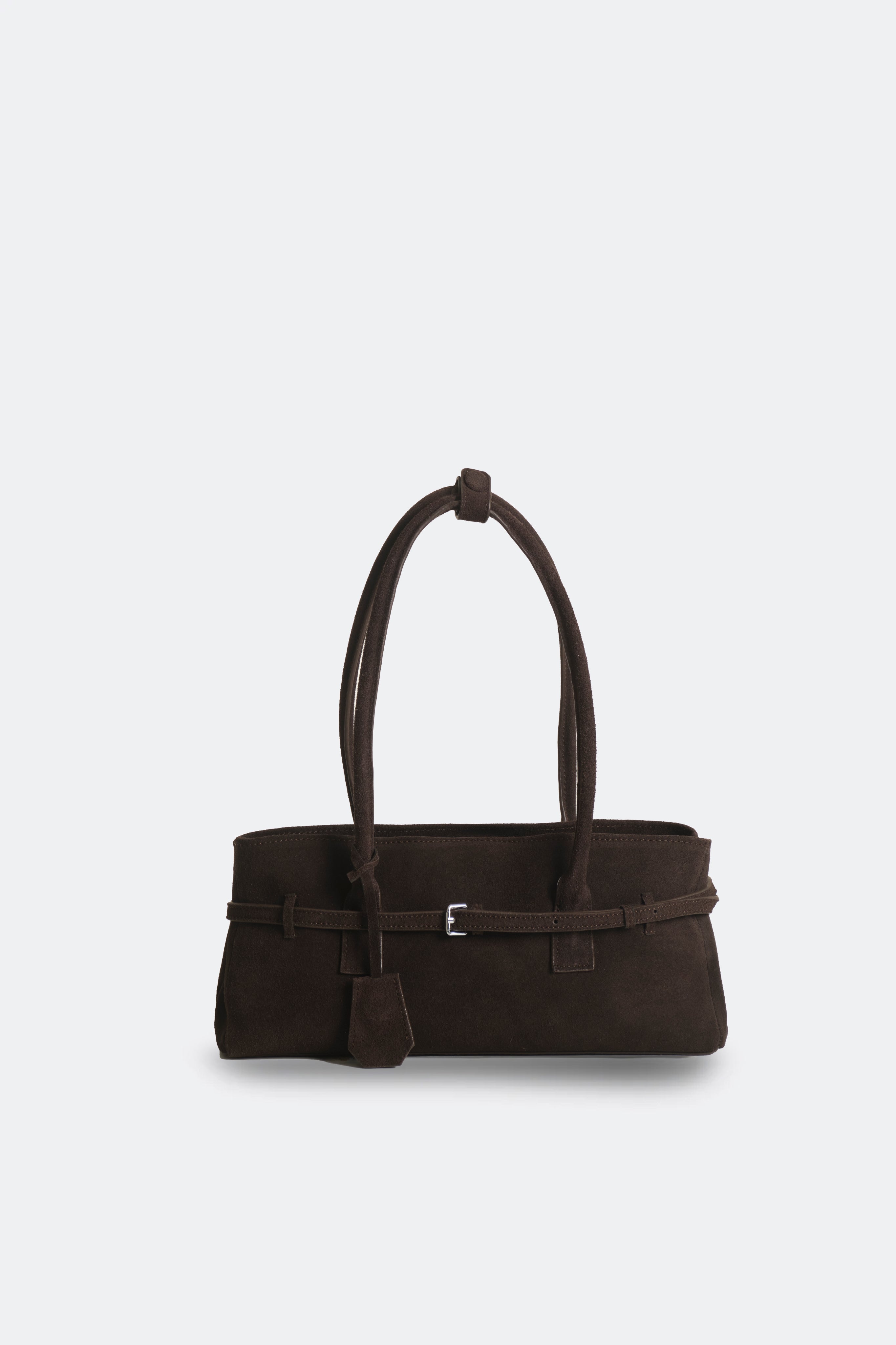 Obi Baguette Bag Suede Dark Brown