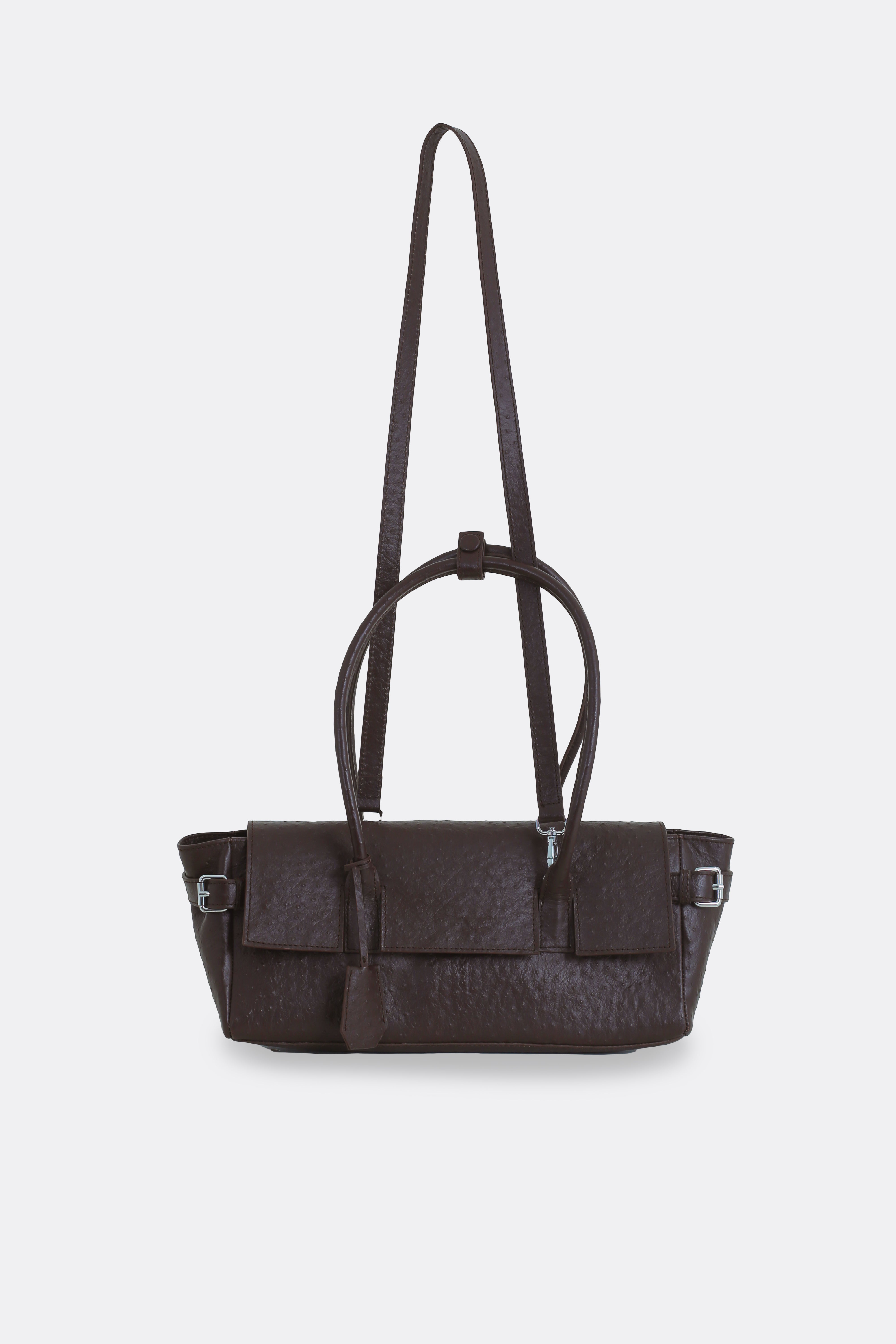 Rocco Baguette Bag Ostrich Brown