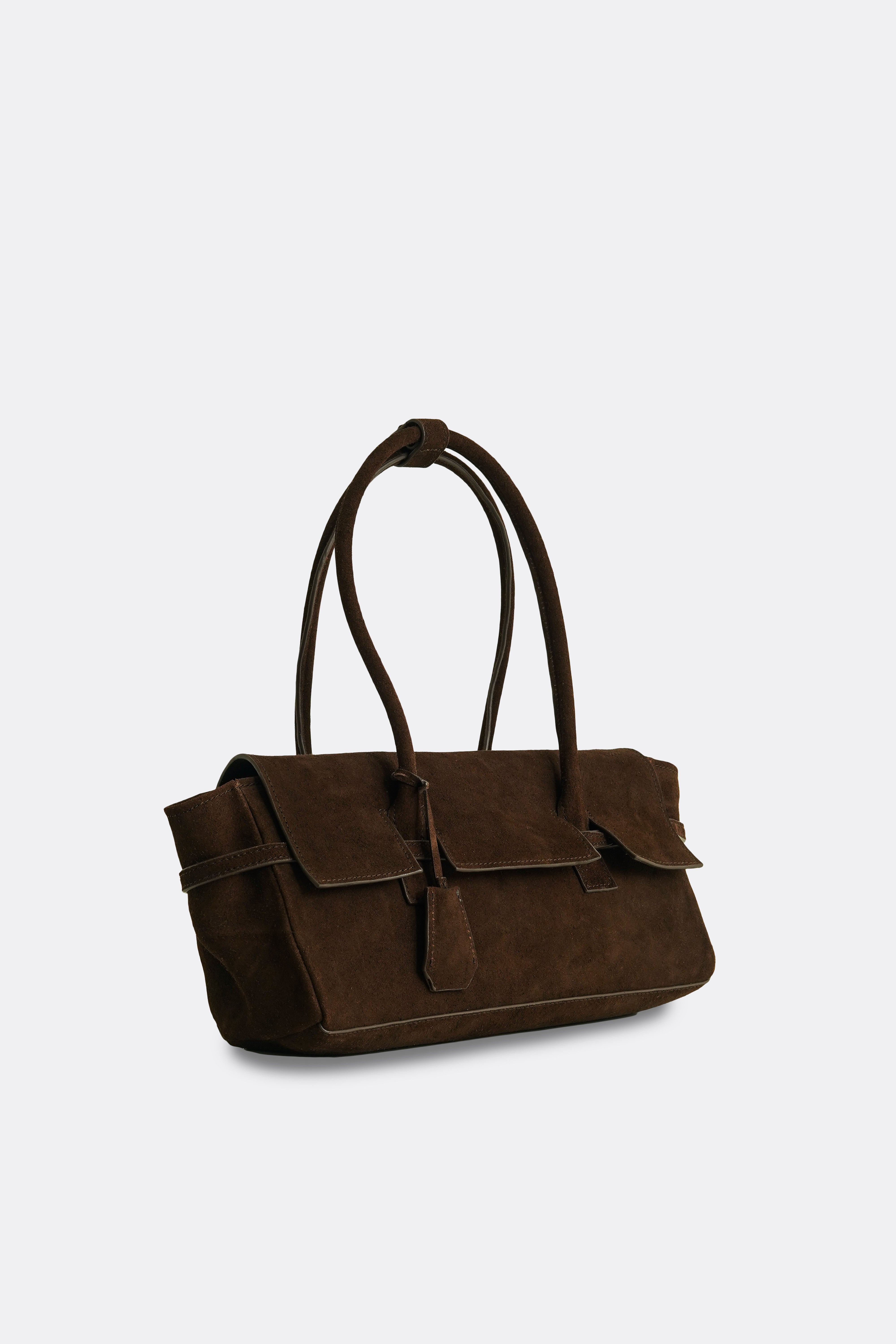 Obi Baguette Bag Suede Brown