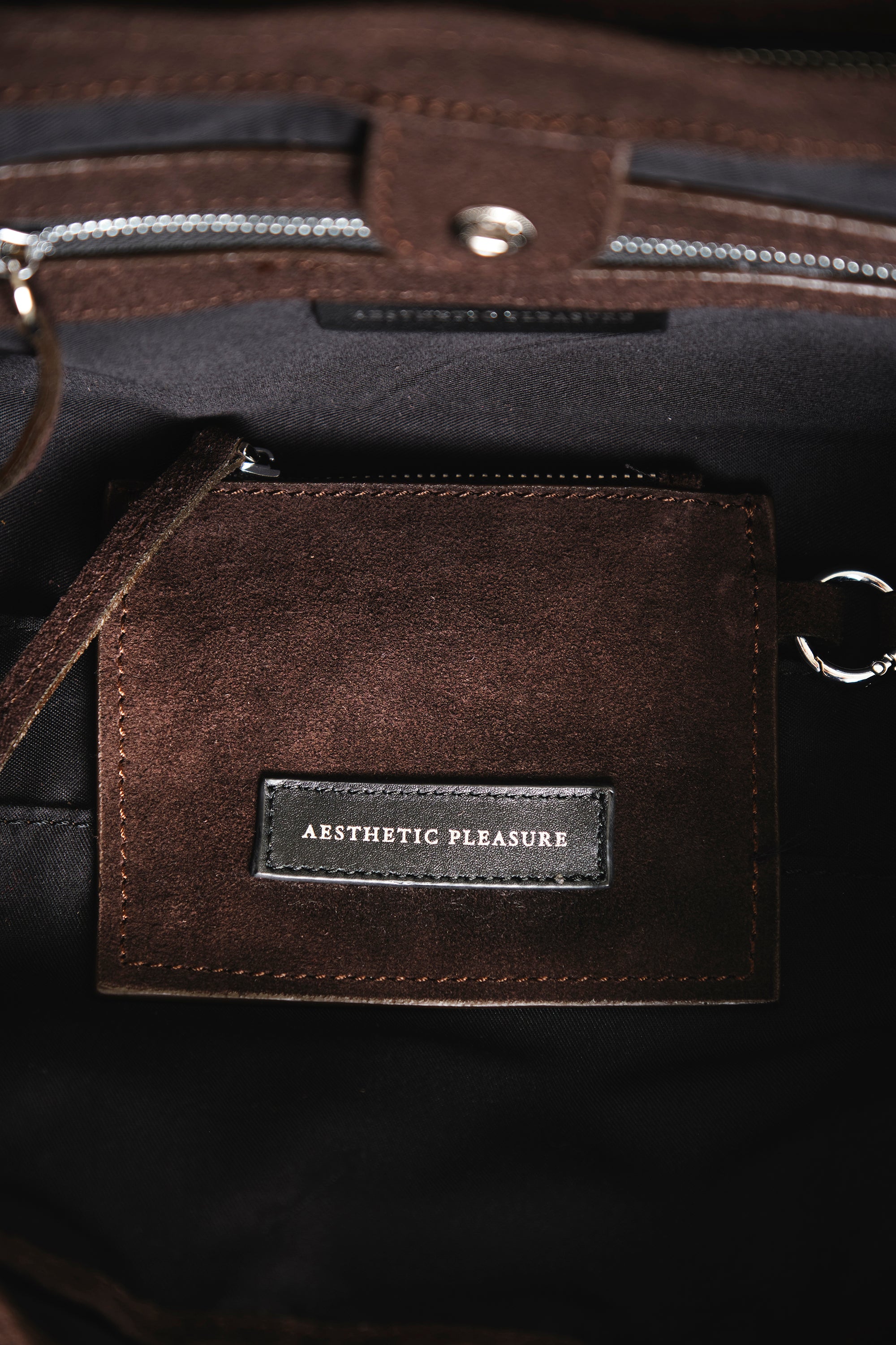 Obi Baguette Bag Suede Dark Brown
