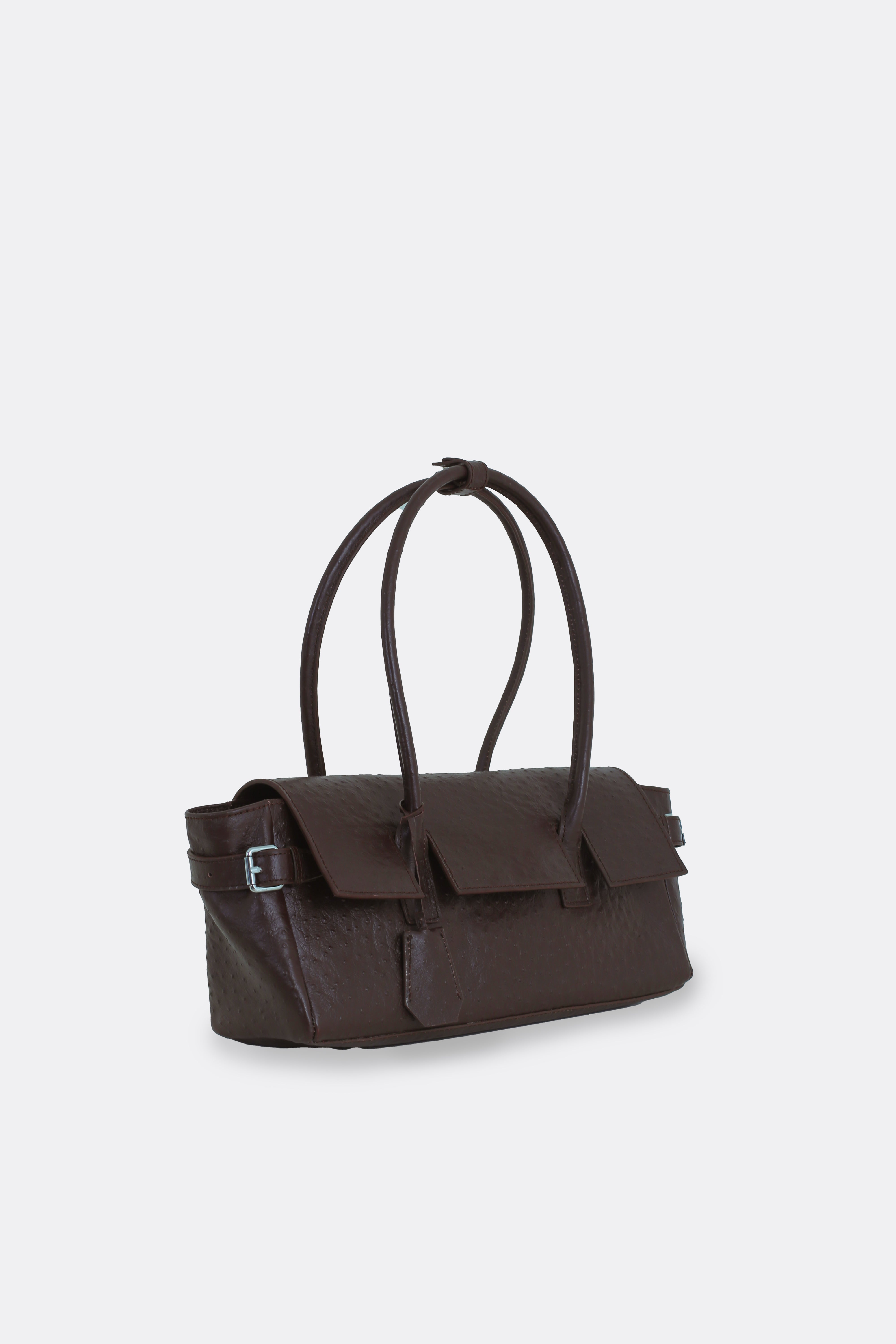 Rocco Baguette Bag Ostrich Brown